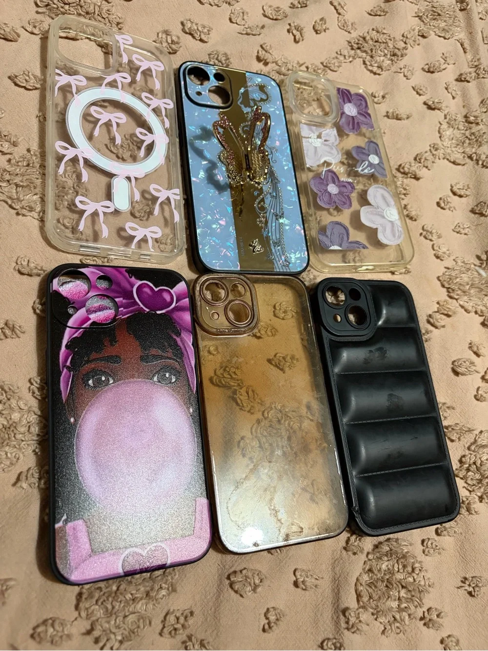Phone Case  iPhone 14 Bundle - Pink, Purple, Gold, Black